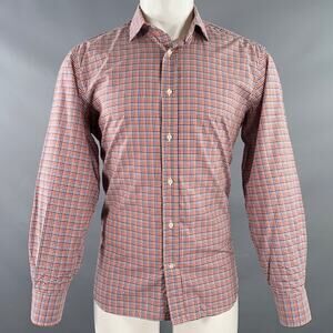 CULTURATA Size M Red Blue White Plaid Cotton Long Sleeve Shirt